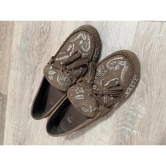 Zara Embroidered Loafers Olive Green 37 - Picture 5 of 7